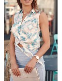 Summer shirt tied at the bottom, blue MP26476 - Online store - Boutique